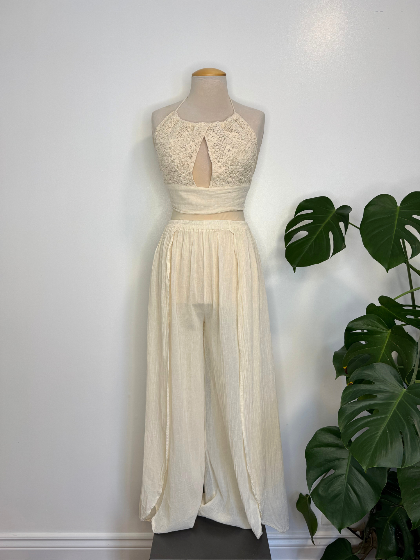 The Sacil Flowy Pant Set - Cream