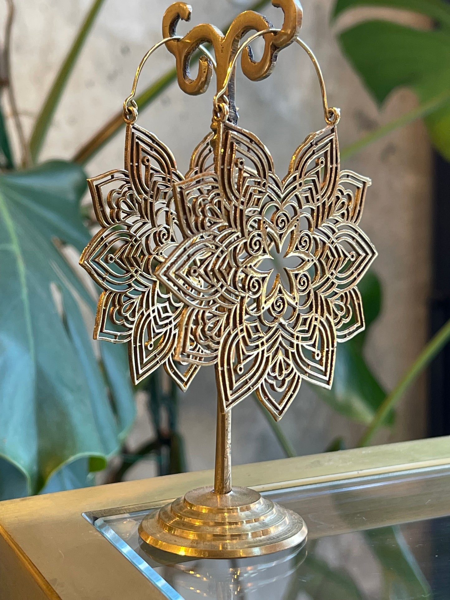 Medium Floral Mandala Hoop Earrings