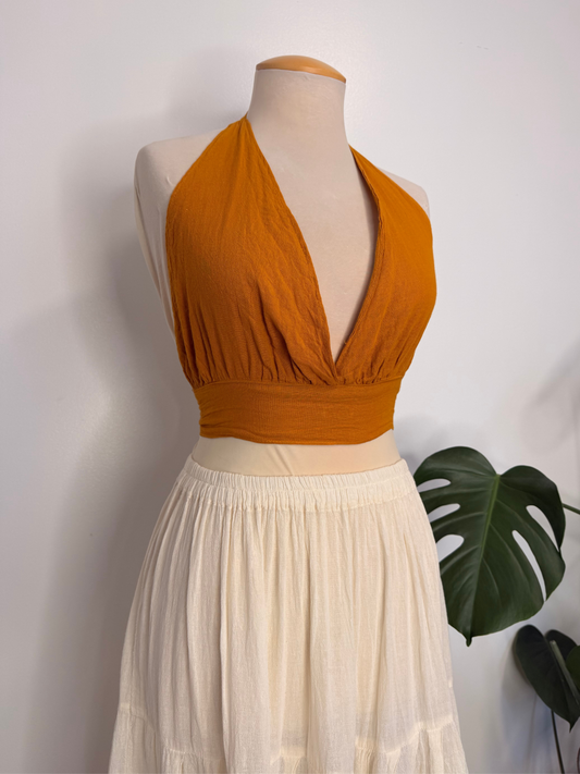 The Nakia Halter Top - Mustard