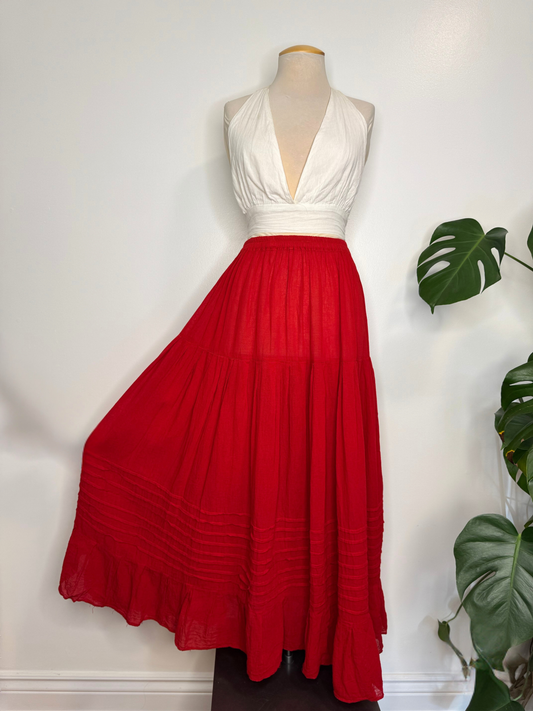 The Akna Maxi Skirt - Red