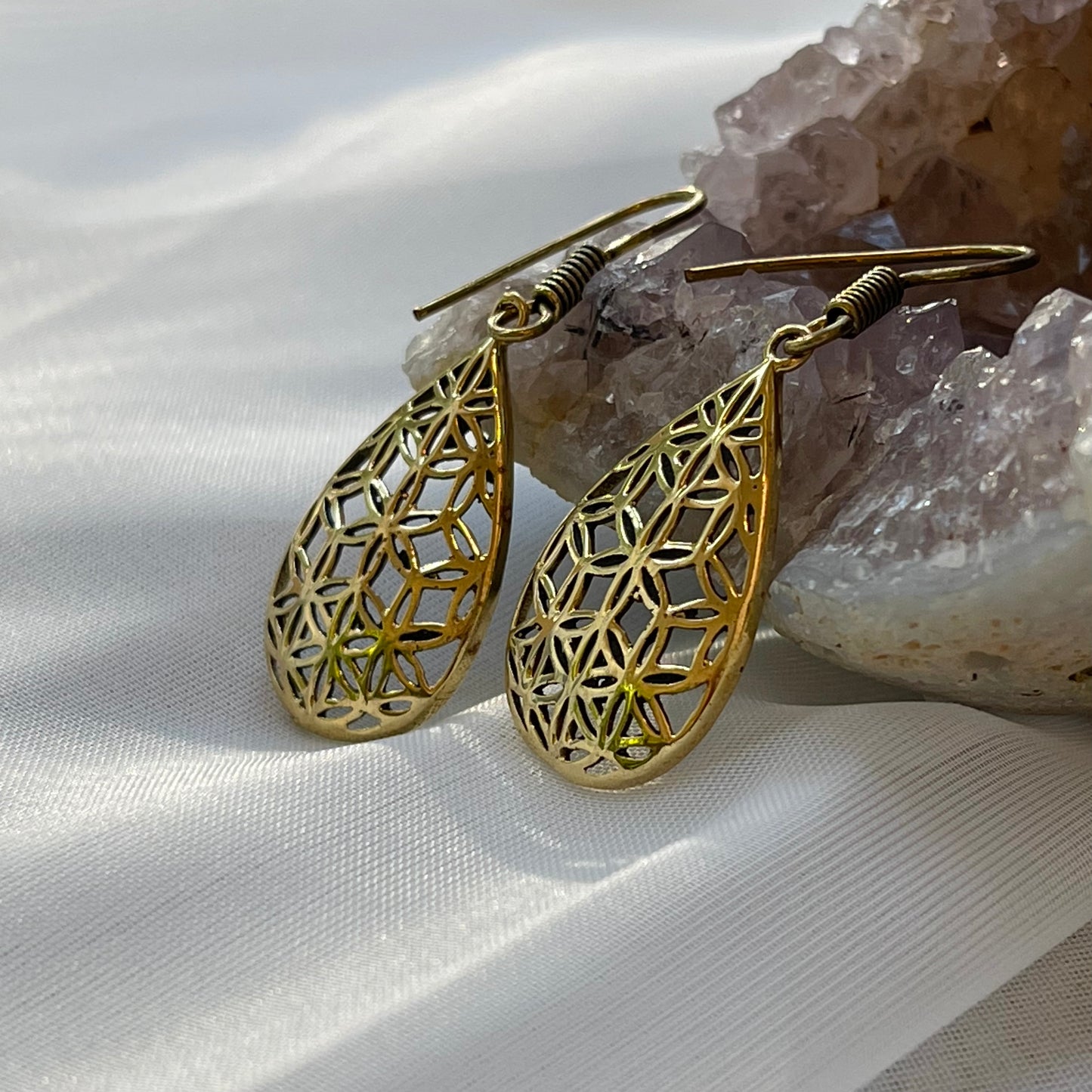 Flower Of Life Teardrop Earring