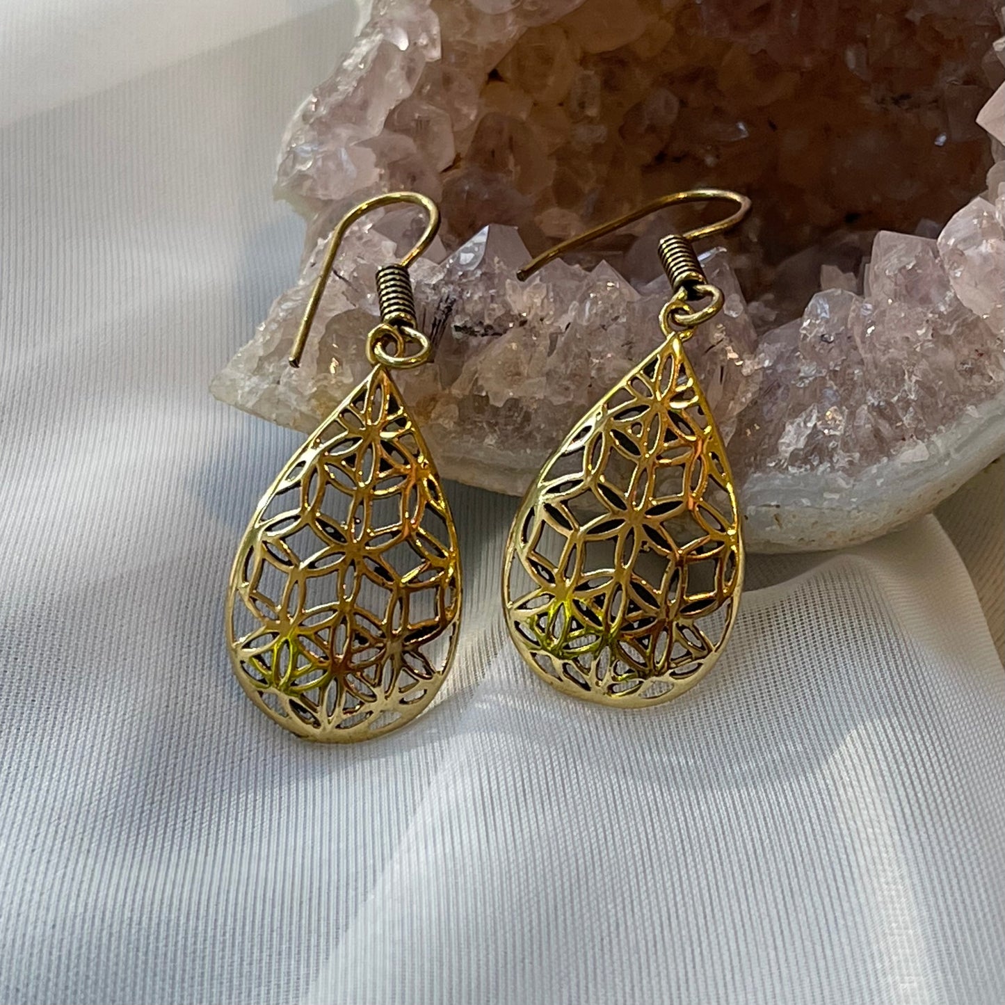Flower Of Life Teardrop Earring