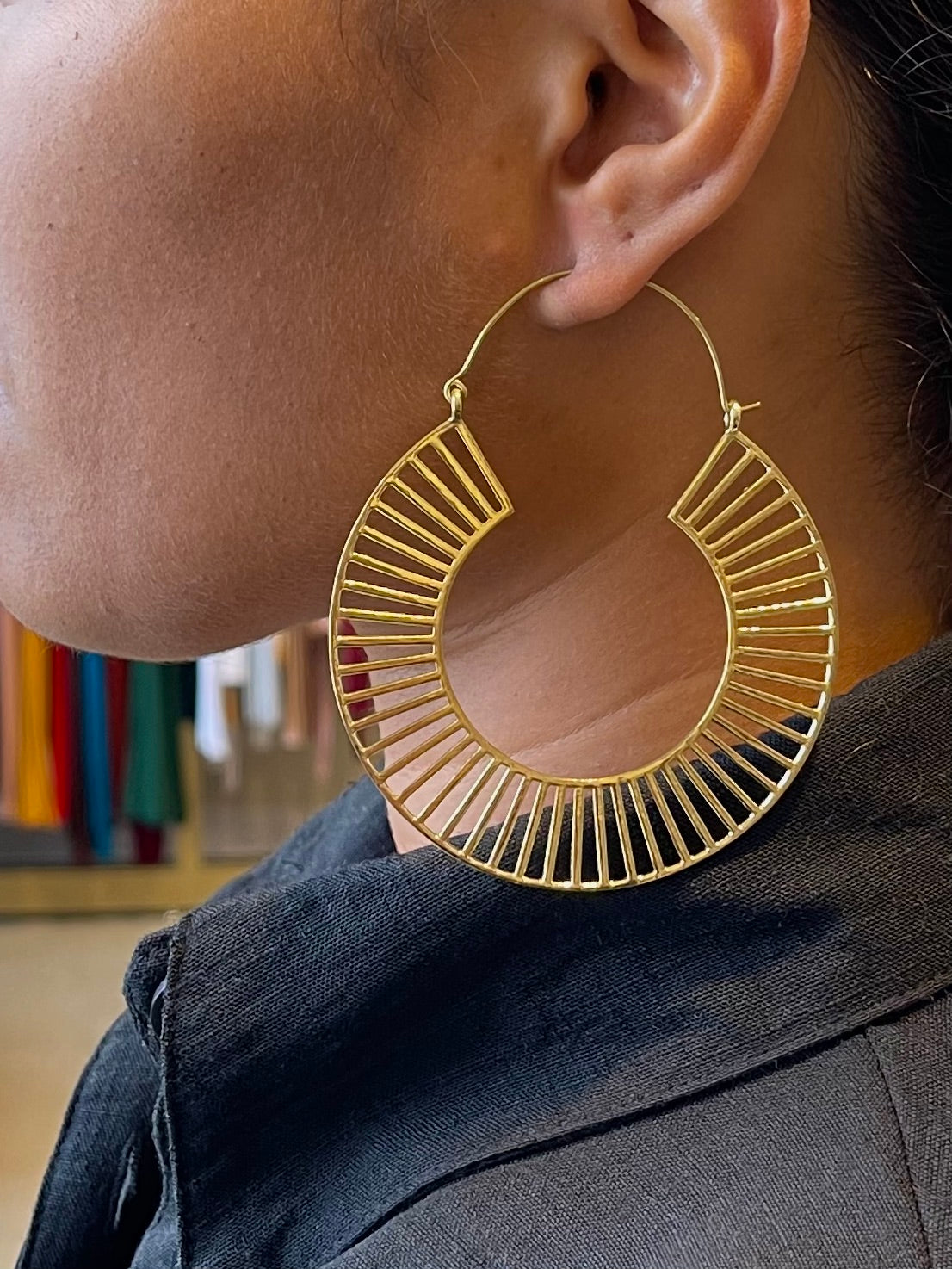 Large Shivani Brass Earrings