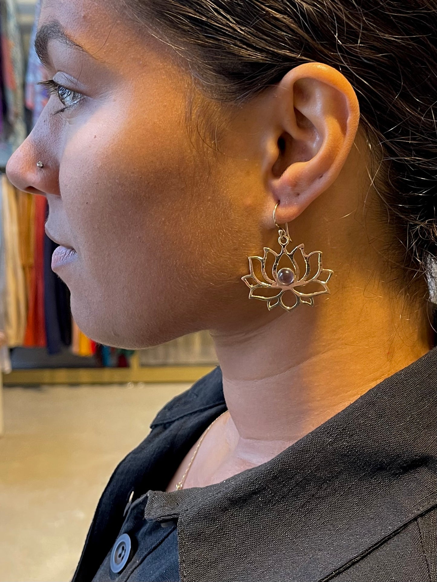 Stone Lotus Earring