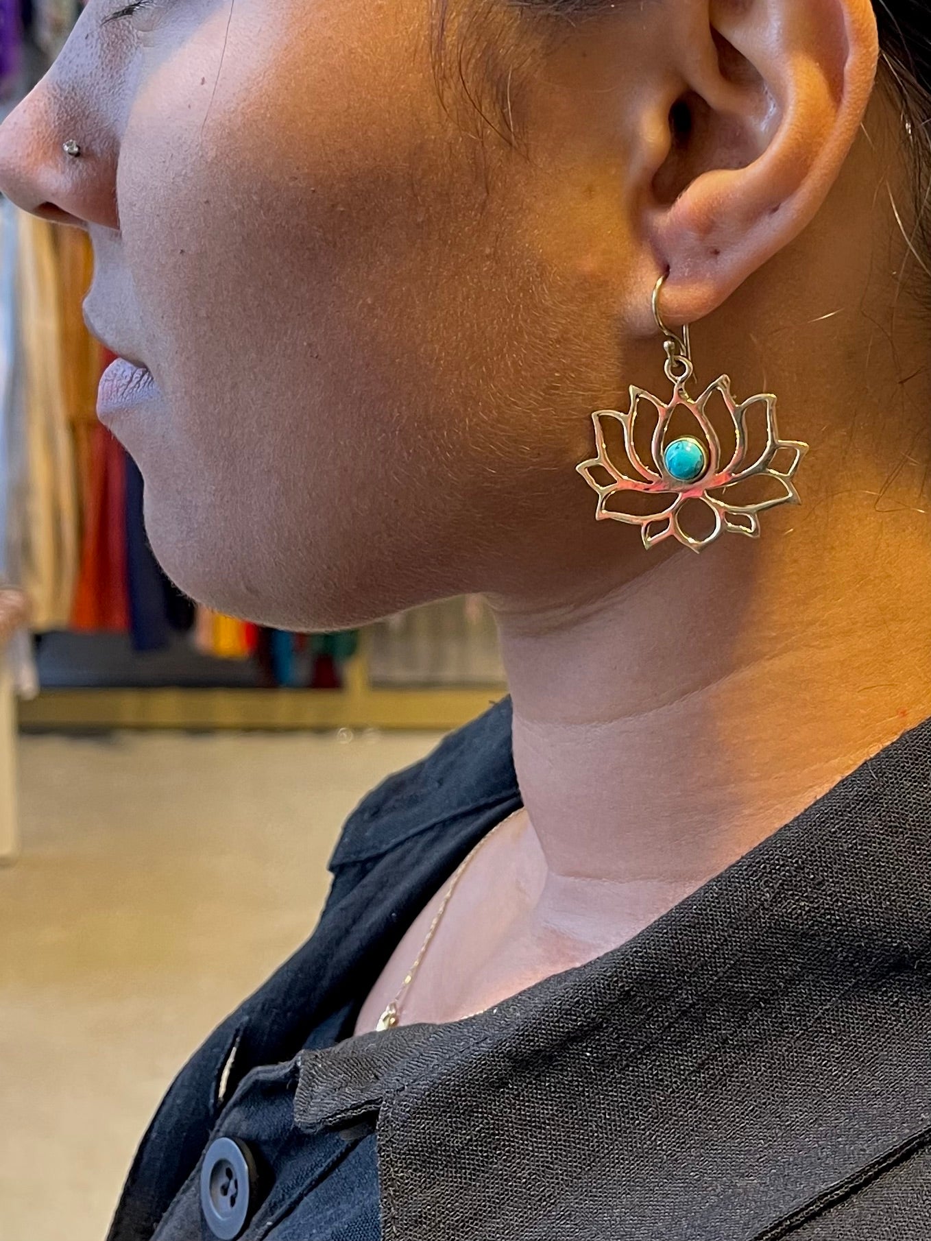 Stone Lotus Earring
