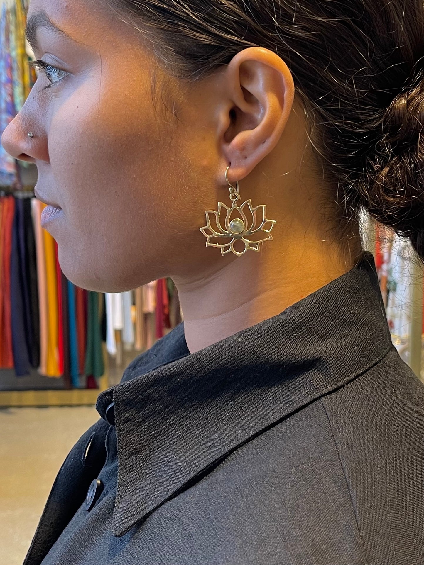 Stone Lotus Earring