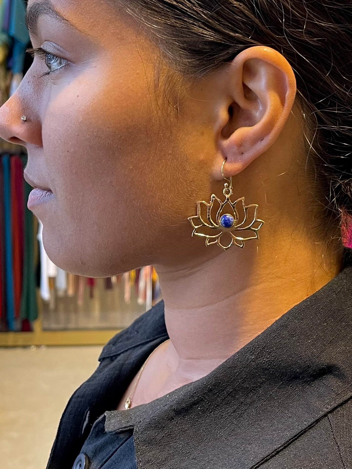 Stone Lotus Earring