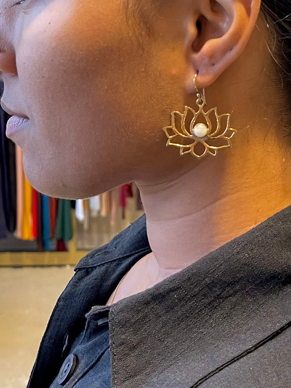 Stone Lotus Earring
