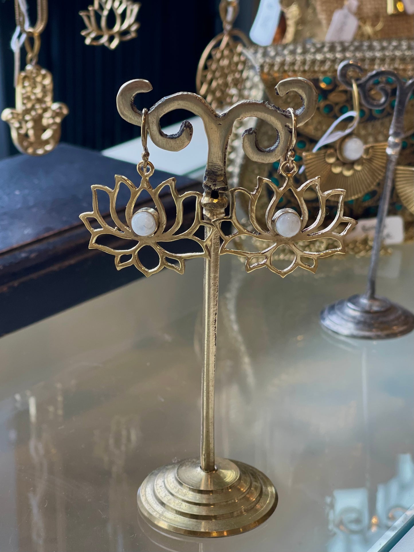 Stone Lotus Earring