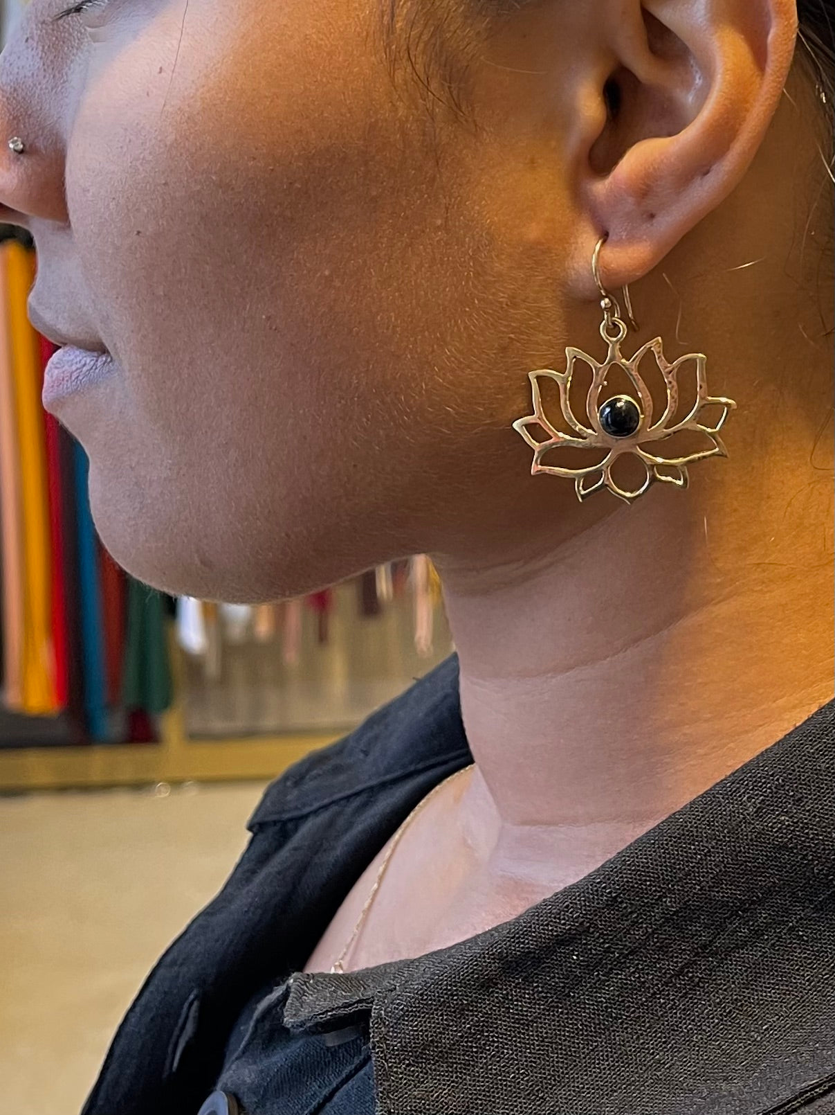 Stone Lotus Earring