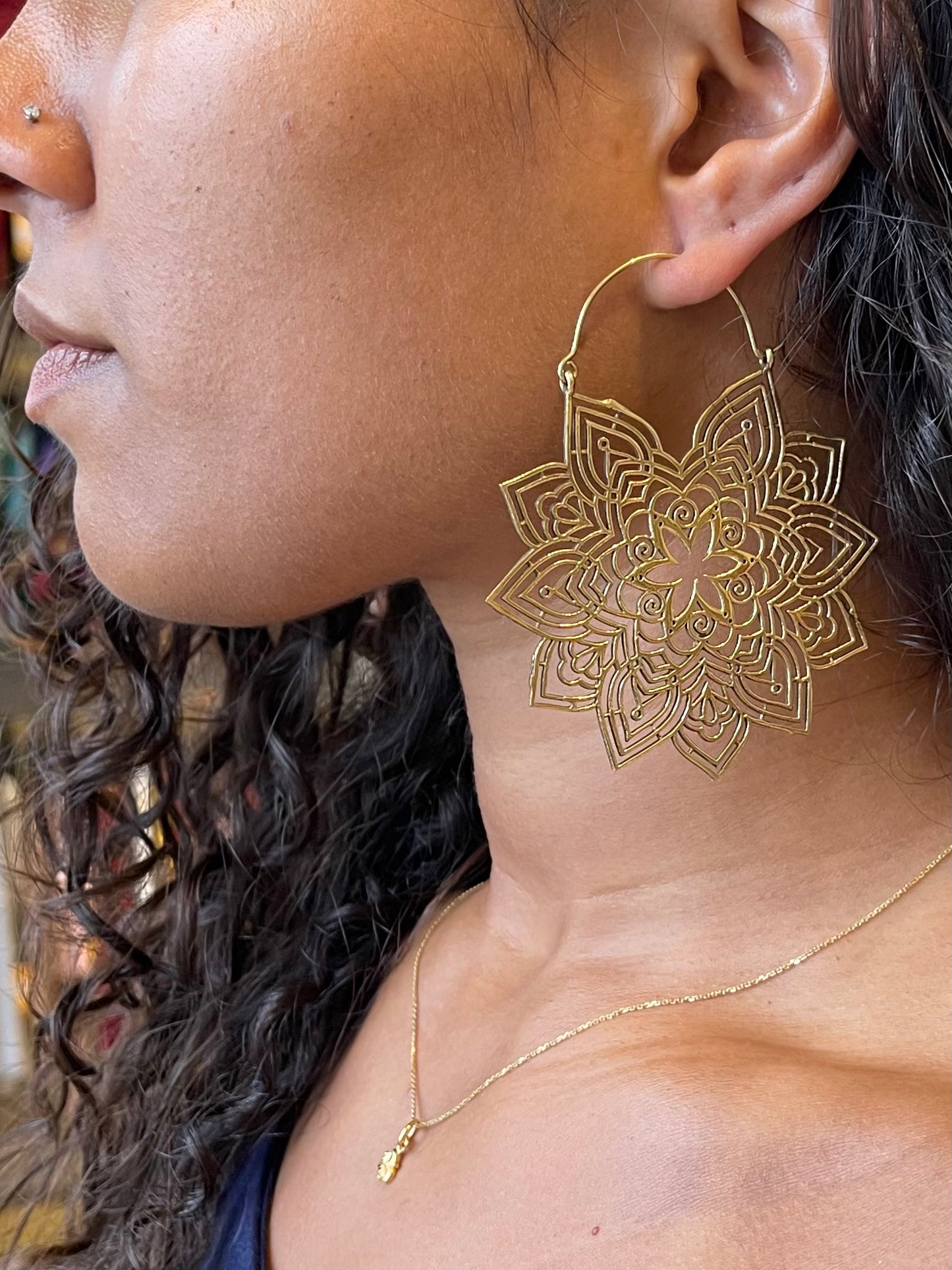 Medium Floral Mandala Hoop Earrings