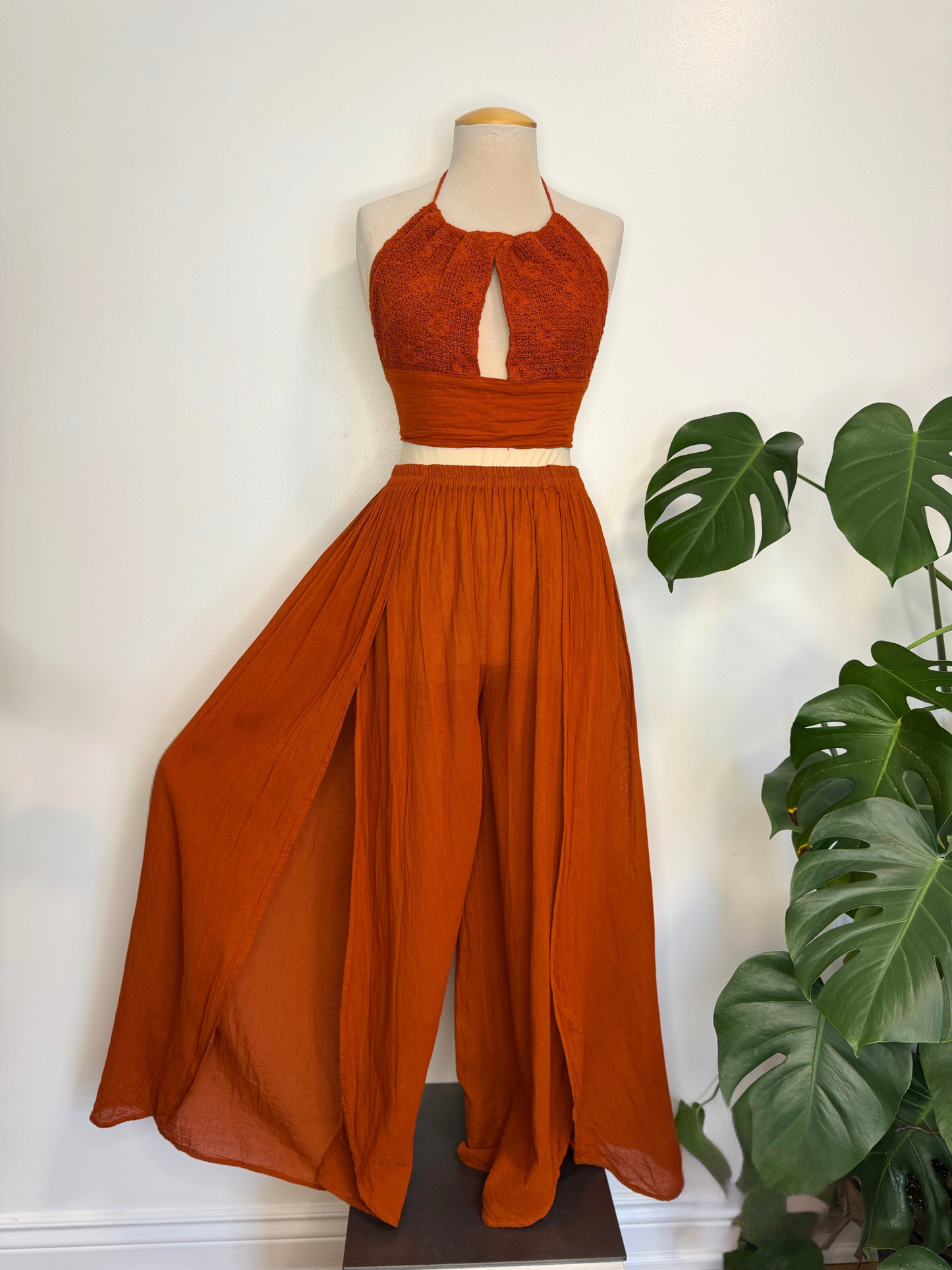 The Sacil Flowy Pant Set - Burnt Orange