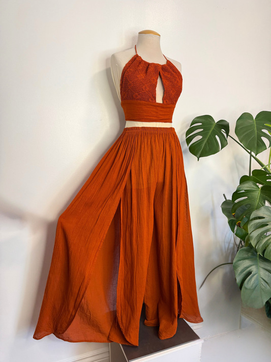 The Sacil Flowy Pant Set - Burnt Orange