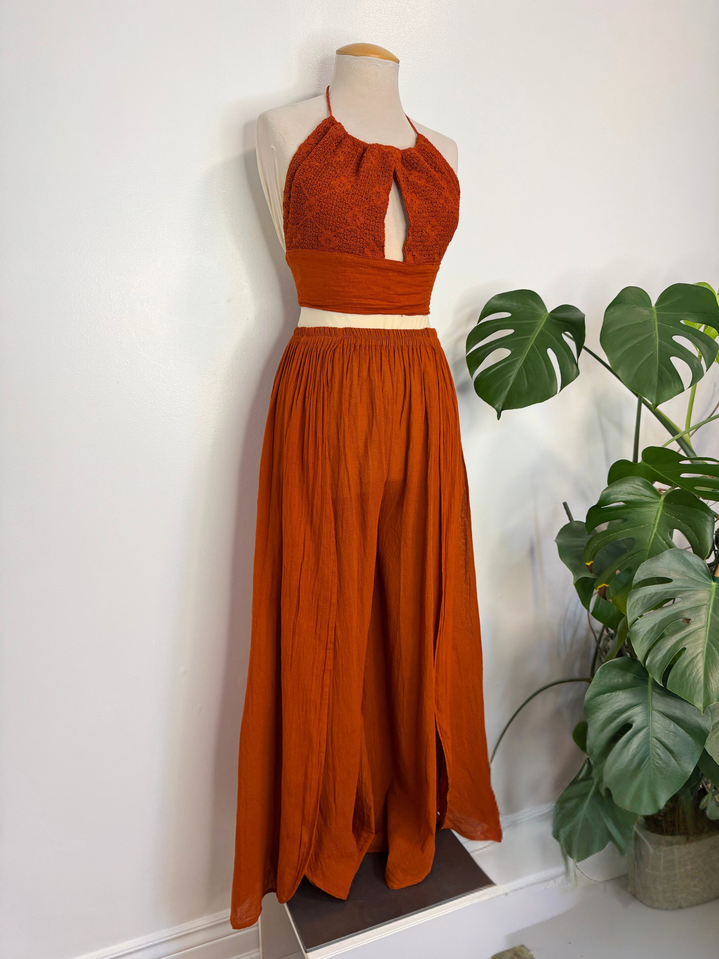 The Sacil Flowy Pant Set - Burnt Orange