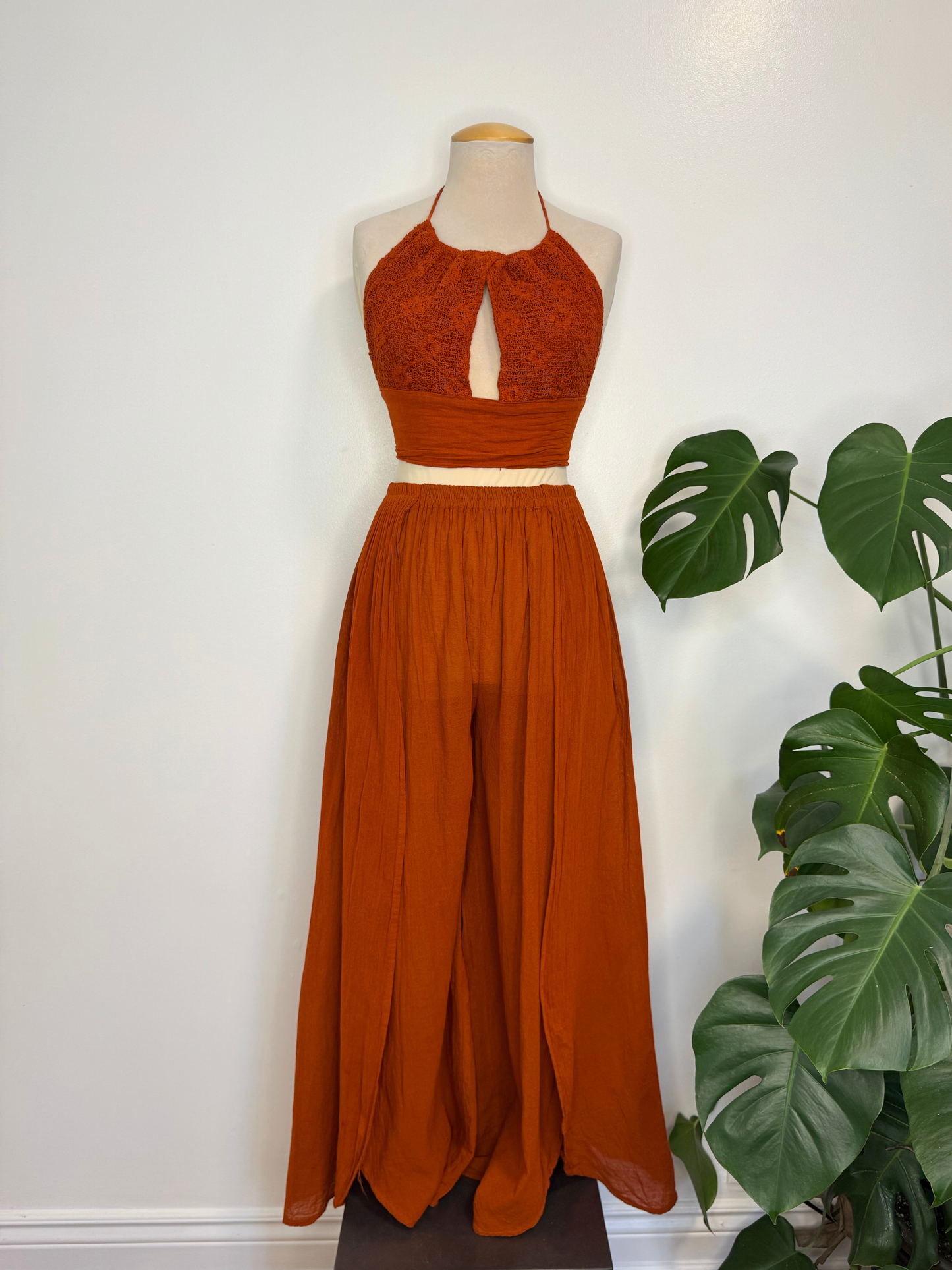 The Sacil Flowy Pant Set - Burnt Orange