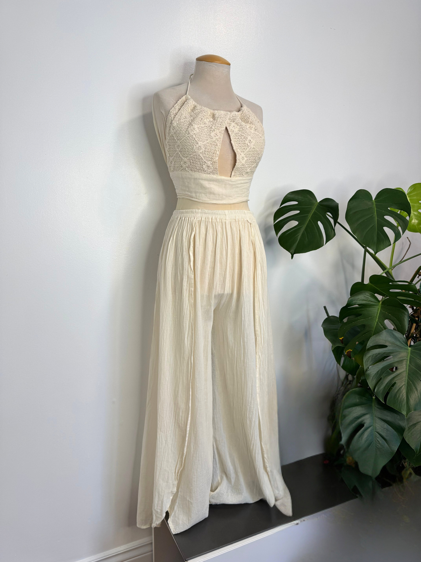 The Sacil Flowy Pant Set - Cream