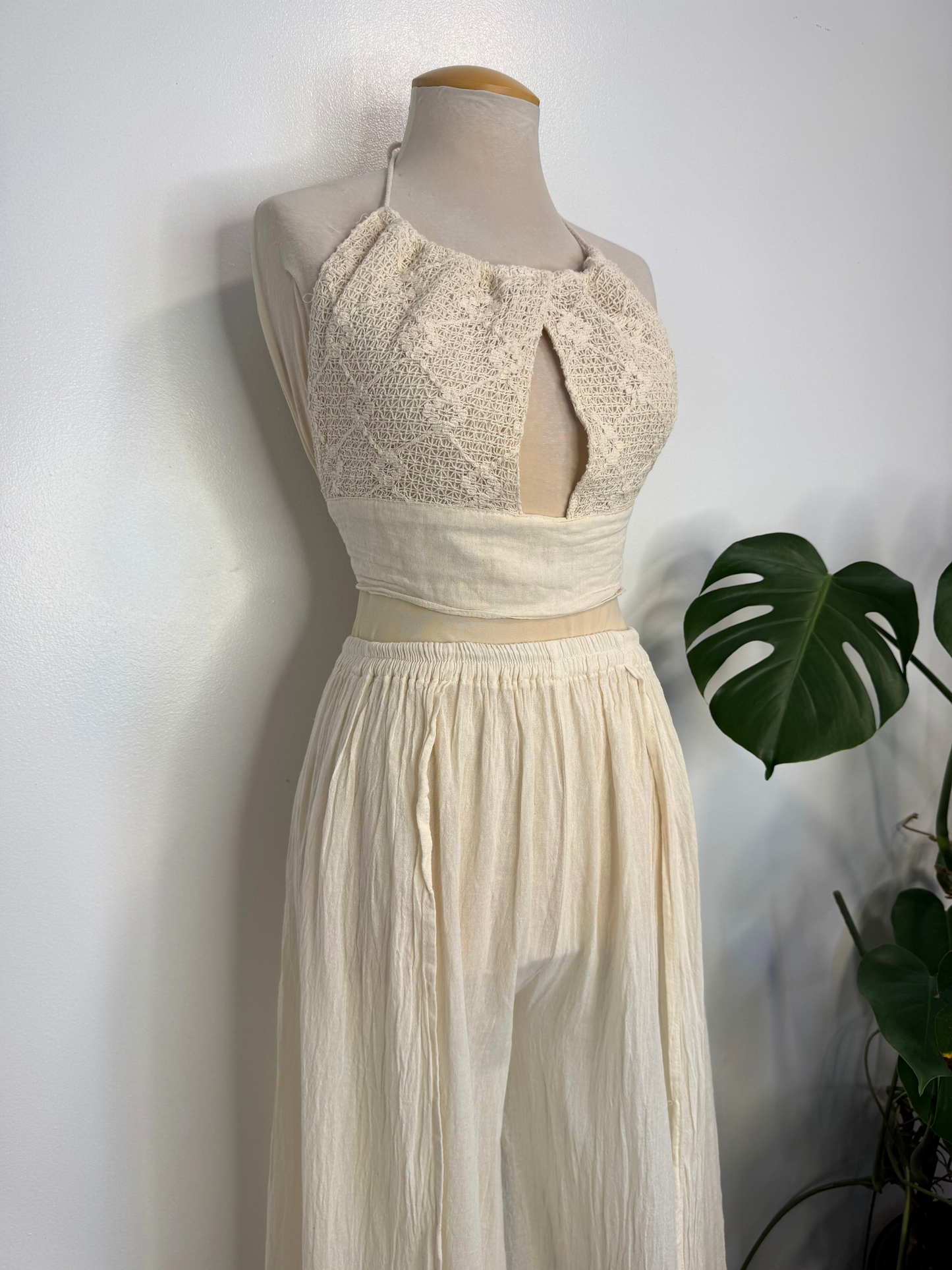 The Sacil Flowy Pant Set - Cream