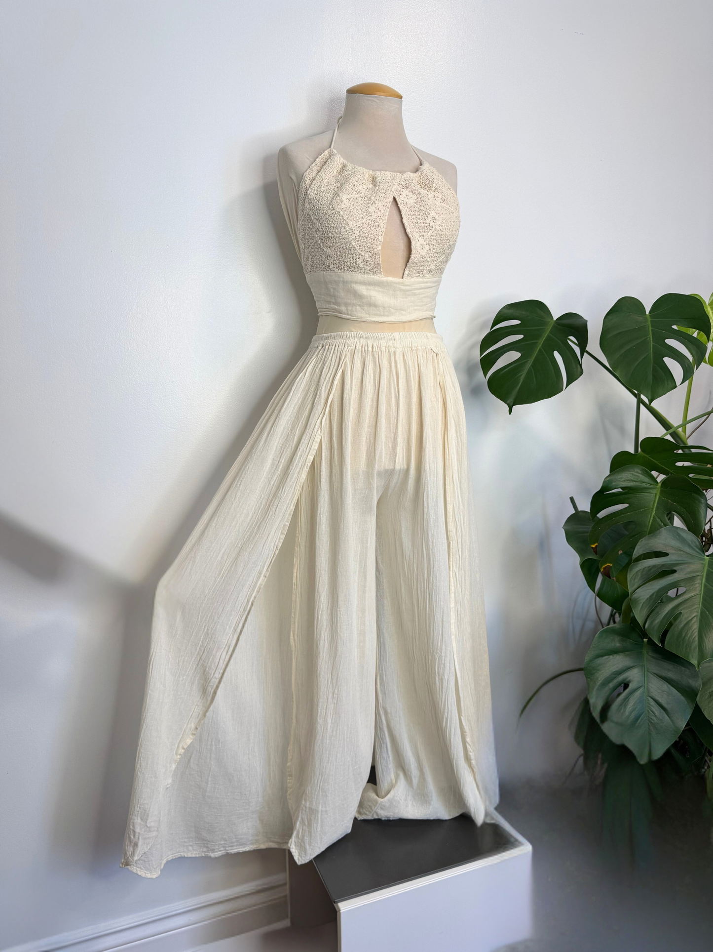 The Sacil Flowy Pant Set - Cream