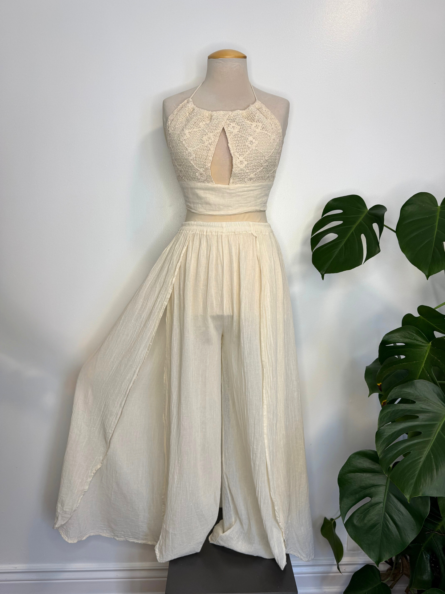 The Sacil Flowy Pant Set - Cream