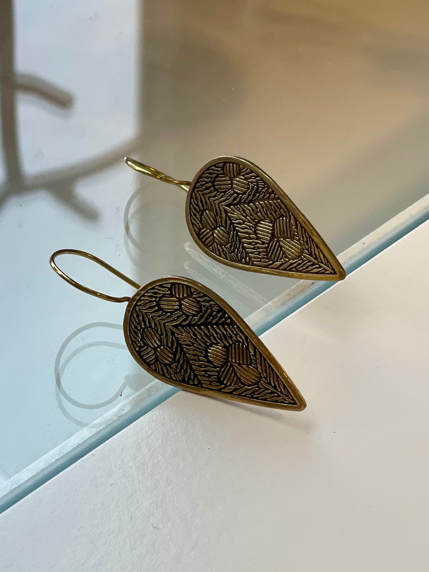 Engraved Teardrop Earring