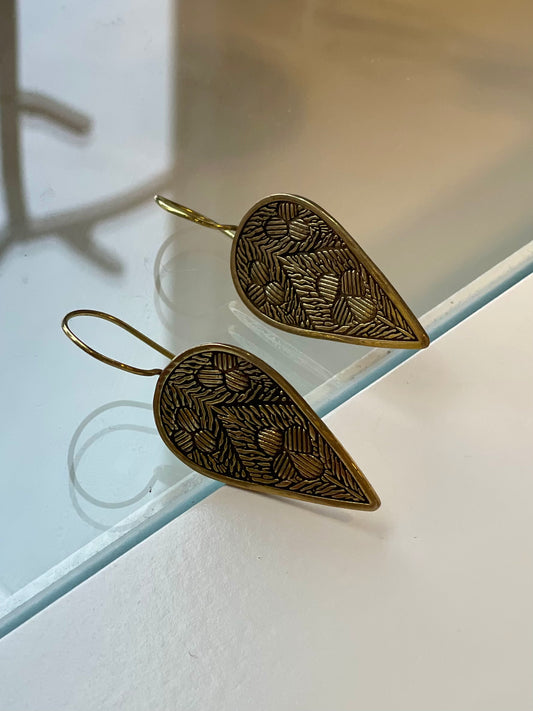 Engraved Teardrop Earring