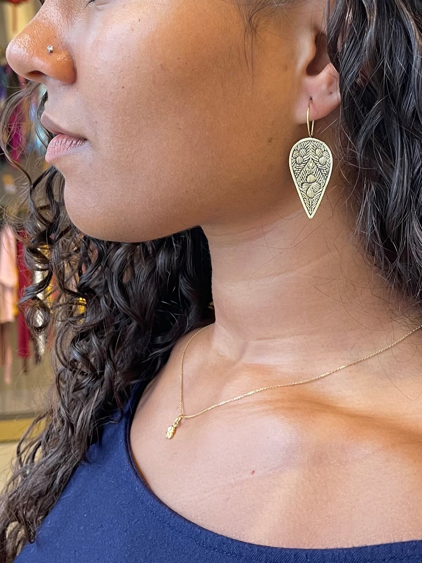 Engraved Teardrop Earring