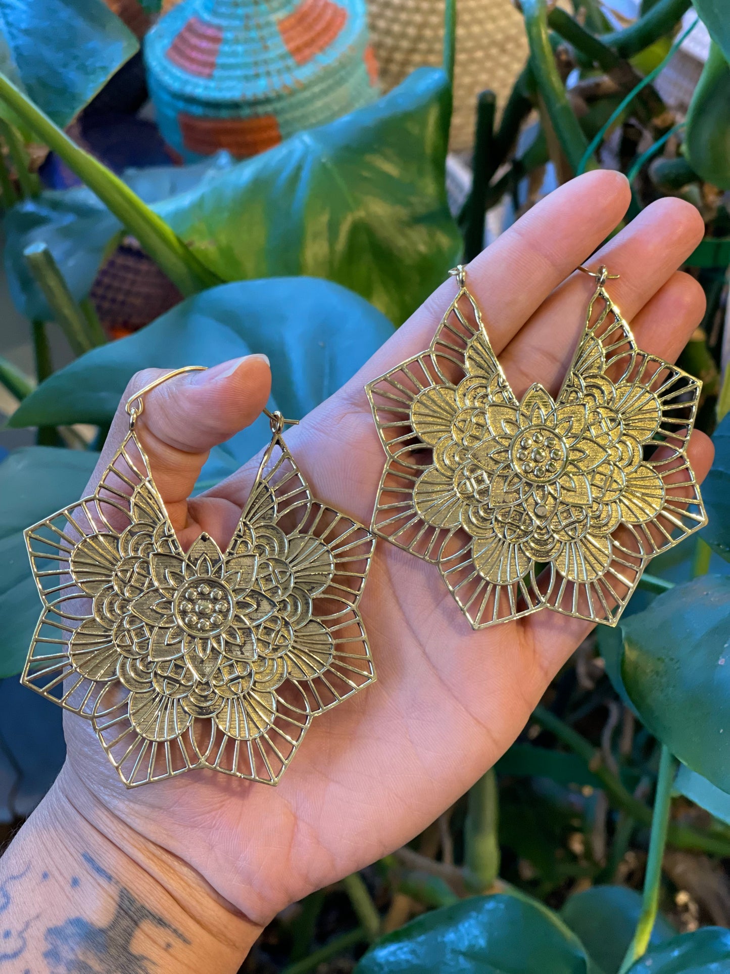 Large Floral Mandala Earrings
