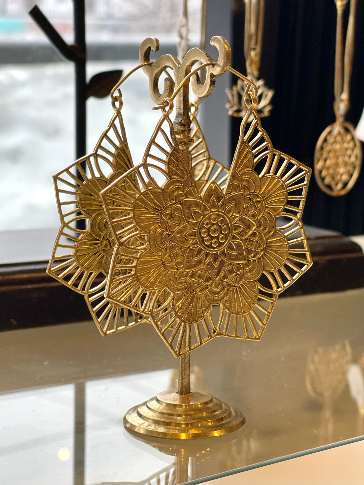 Large Floral Mandala Earrings