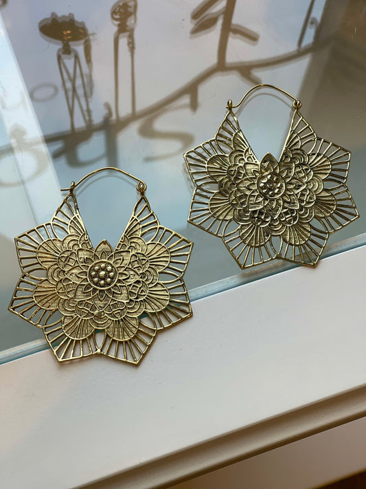 Large Floral Mandala Earrings