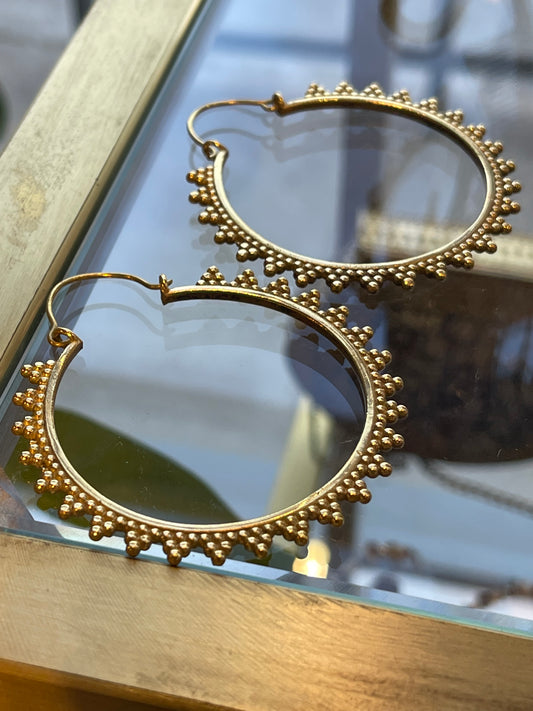 Medium Decorated Hoop Earrings