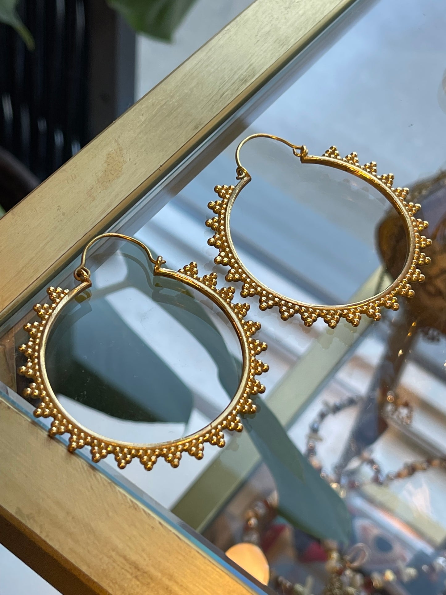 Medium Decorated Hoop Earrings