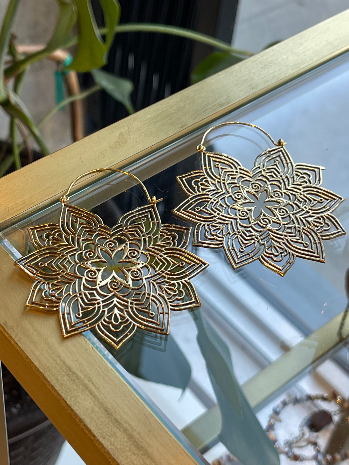 Medium Floral Mandala Hoop Earrings