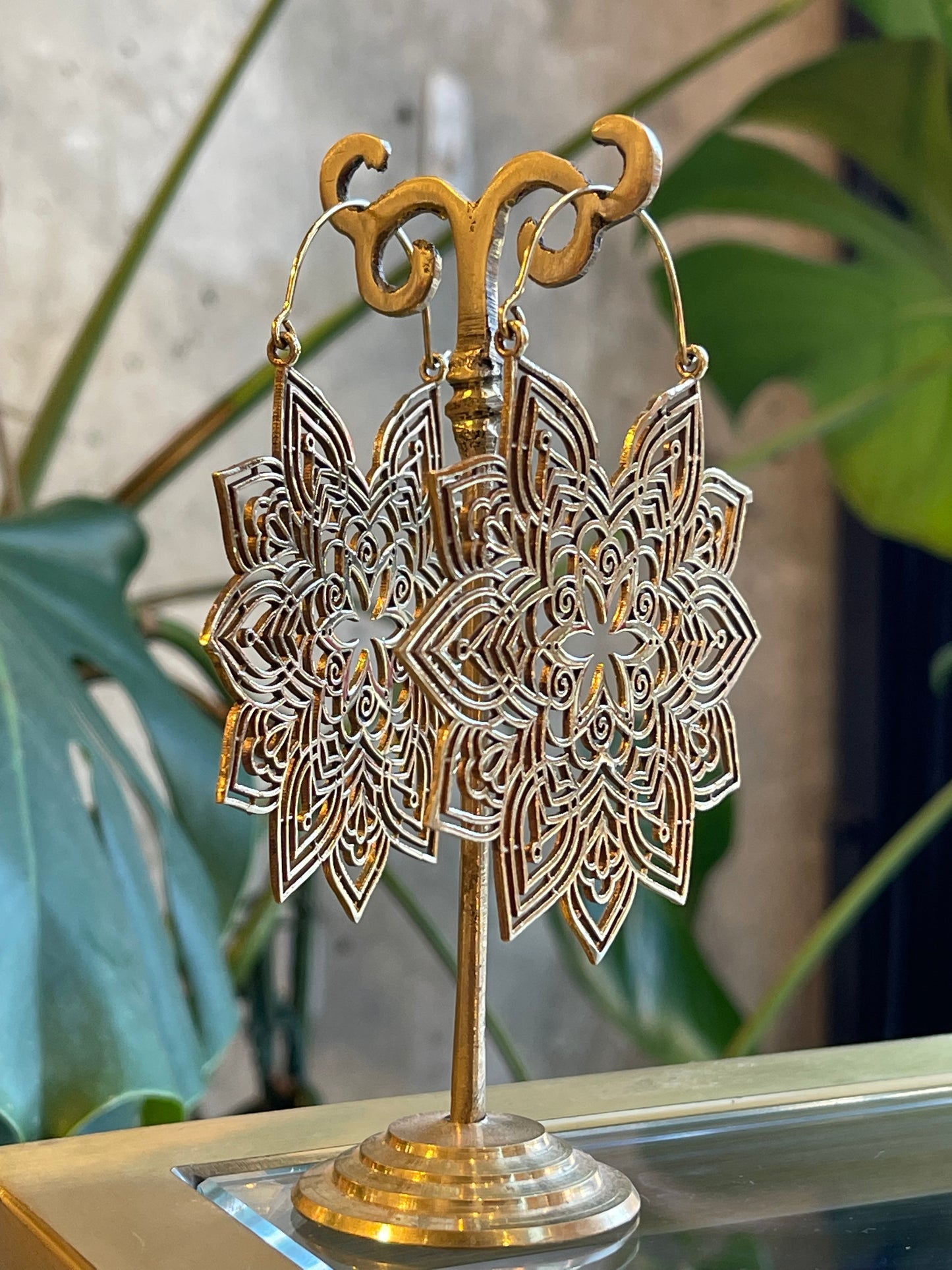 Medium Floral Mandala Hoop Earrings