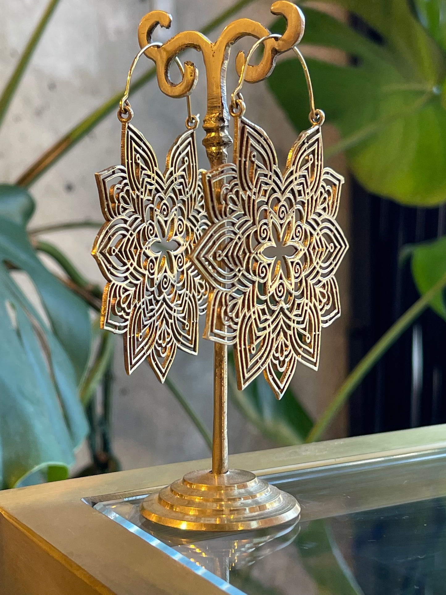 Medium Floral Mandala Hoop Earrings