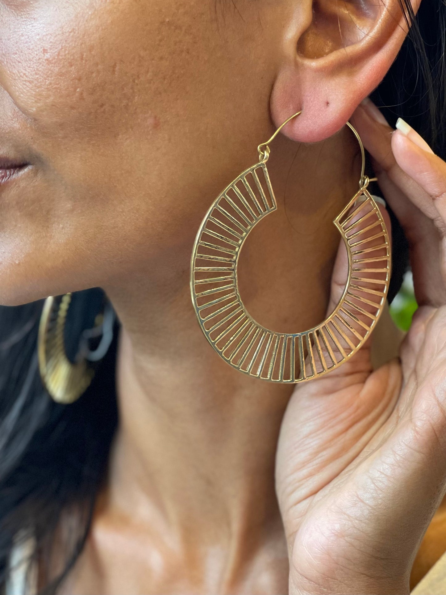 Large Shivani Brass Earrings