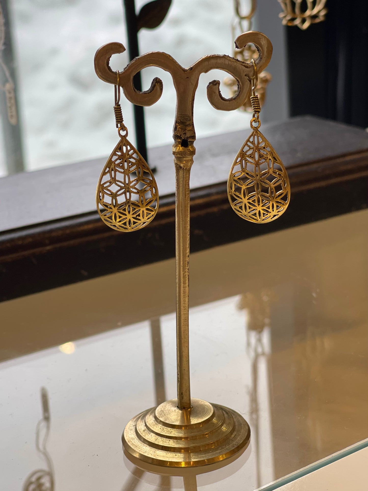 Flower Of Life Teardrop Earring