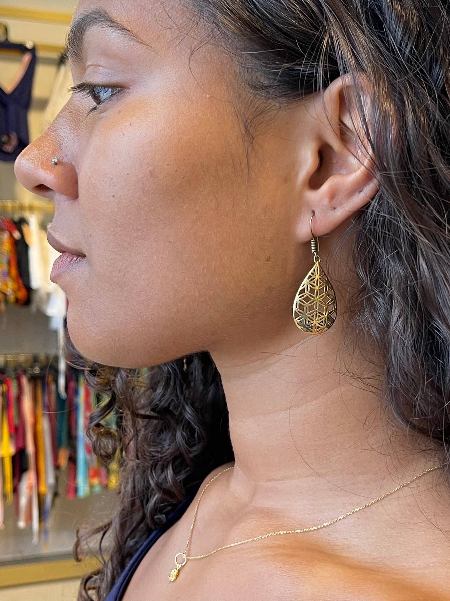 Flower Of Life Teardrop Earring