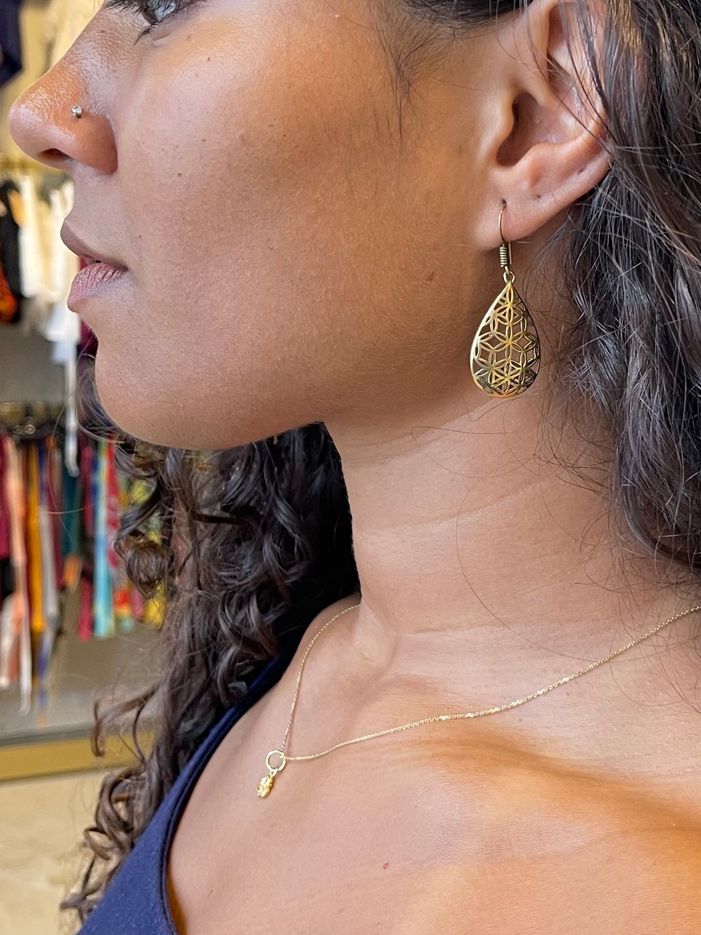 Flower Of Life Teardrop Earring